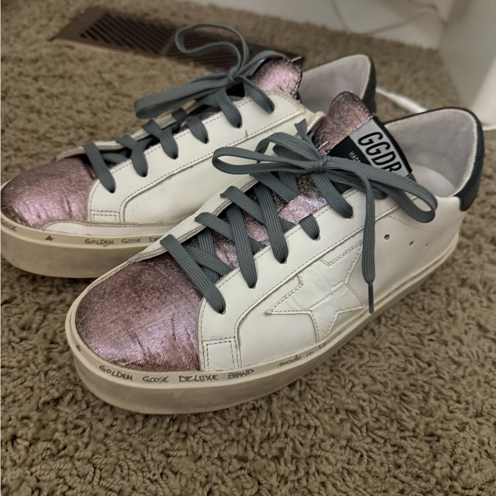 Golden Goose White and Metallic Pink Sneakers - Picture 2 of 3